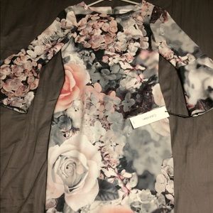 Calvin Klein fitted floral dress NWT size 2P